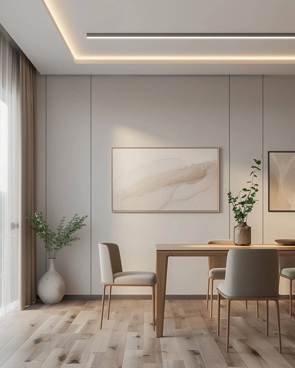 Modernes Esszimmer gestalten- Präsentiere Kunstwerke an einer Esszimmerwand