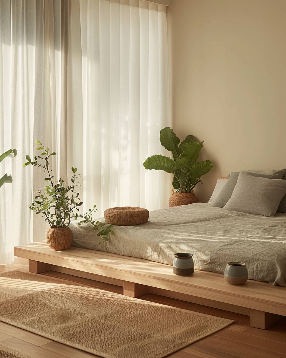 Schlafzimmer im Japandi-Stil- Arrangiere Pflanzen für mehr Naturbezug