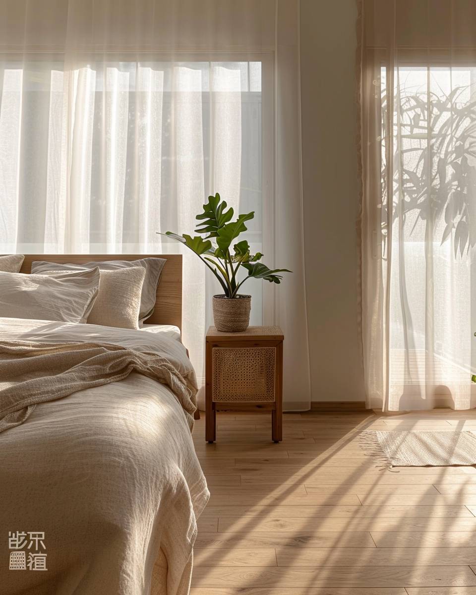 Schlafzimmer nachhaltig einrichten- Nutze Tageslicht mit transparenten Vorhängen