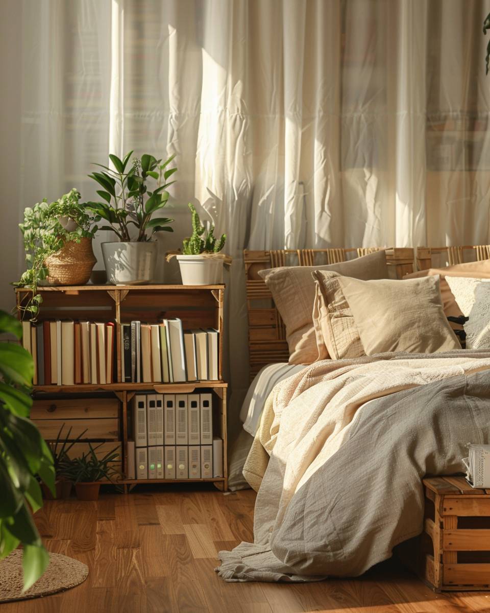 Schlafzimmer nachhaltig einrichten- Schaffe Stauraumlösungen aus alten Holzkisten