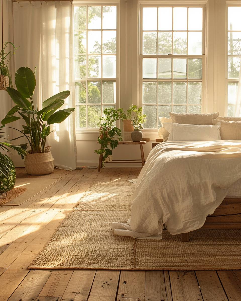 Schlafzimmer nachhaltig einrichten- Verwende natürliche Teppiche aus Sisal oder Wolle