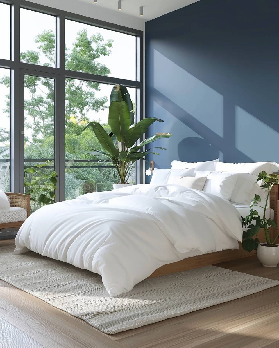 Wandfarbe für große Schlafzimmer- Kreiere Akzentwände in kräftigen Farben