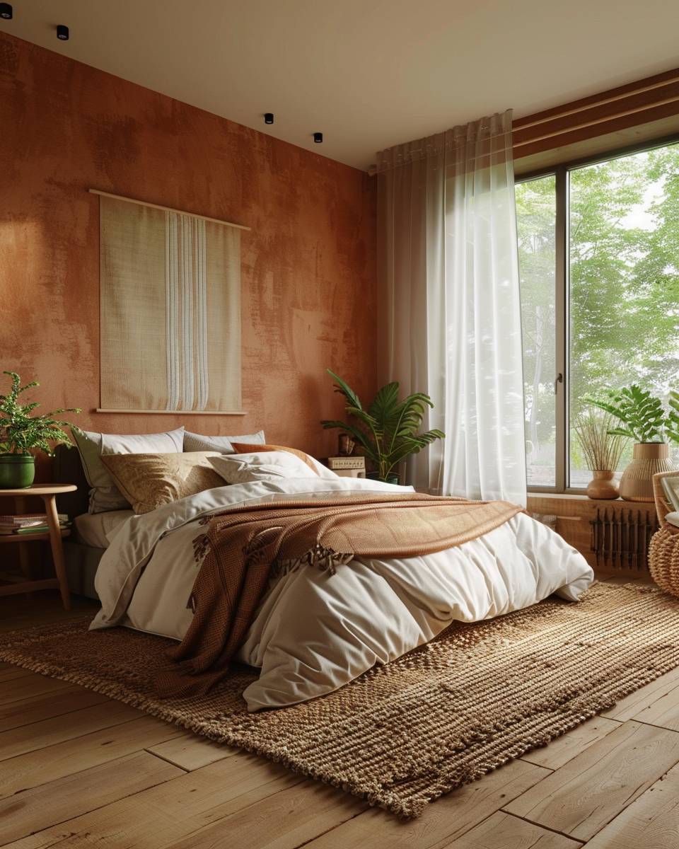 Wandfarbe für große Schlafzimmer- Setze warme Erdtöne für Gemütlichkeit ein