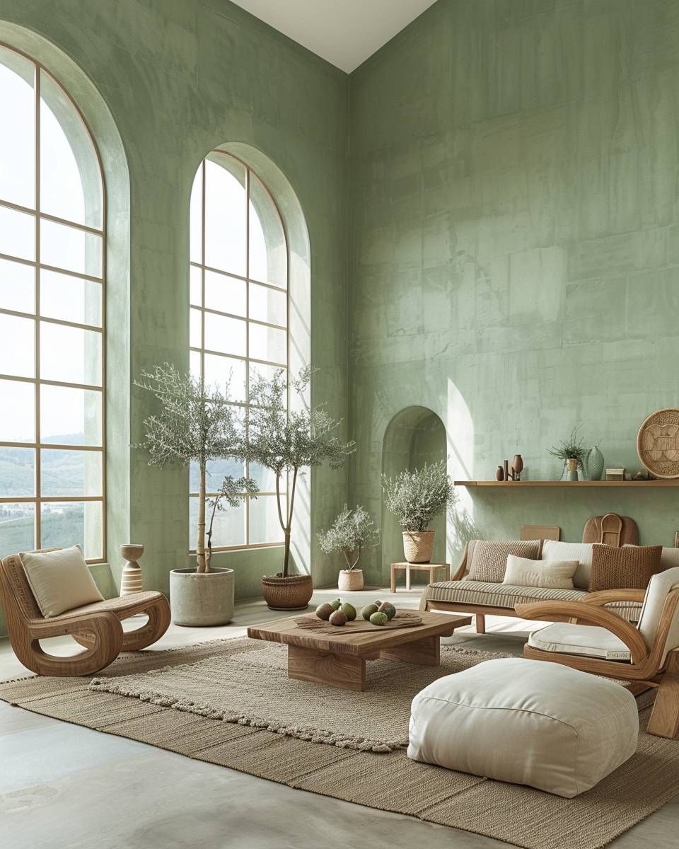 Wandfarbe für große Wohnzimmer-Wähle erdige Grüntöne für harmonische Ruhe