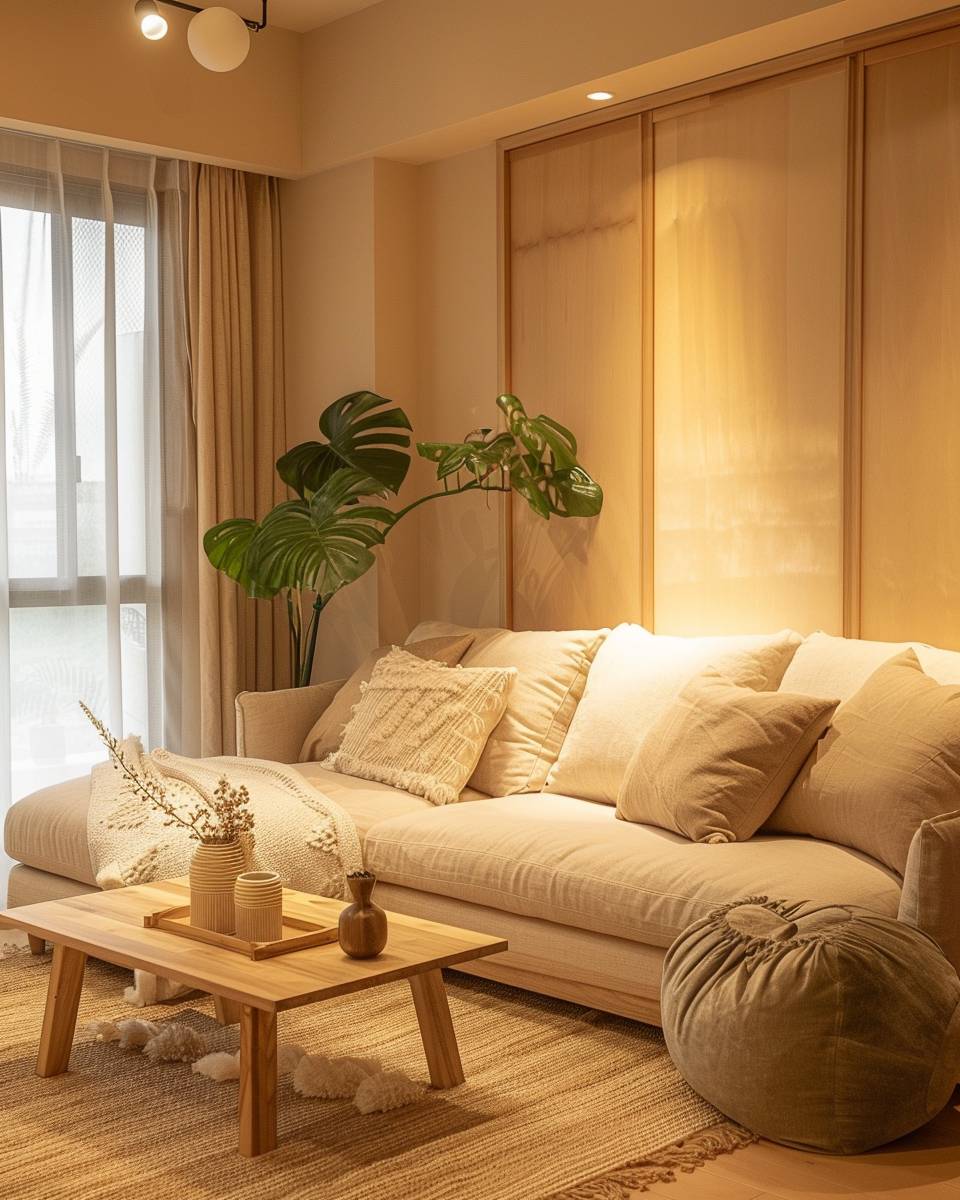 Wandfarbe für kleine Wohnzimmer- Integriere sanfte Erd- und Beigetöne für Gemütlichkeit