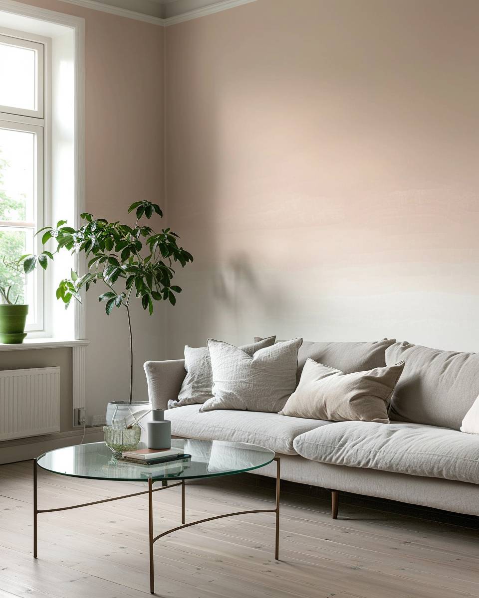 Wandfarbe für kleine Wohnzimmer- Kombiniere sanfte Farbverläufe für Tiefe