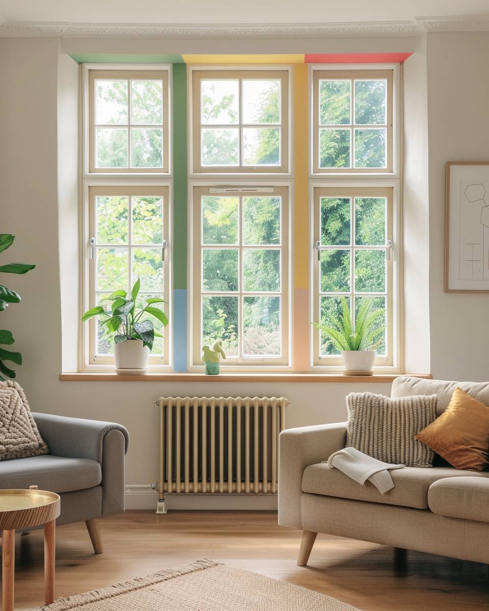 Wandfarbe für kleine Wohnzimmer- Setze Farbakzente rund um Fensterrahmen