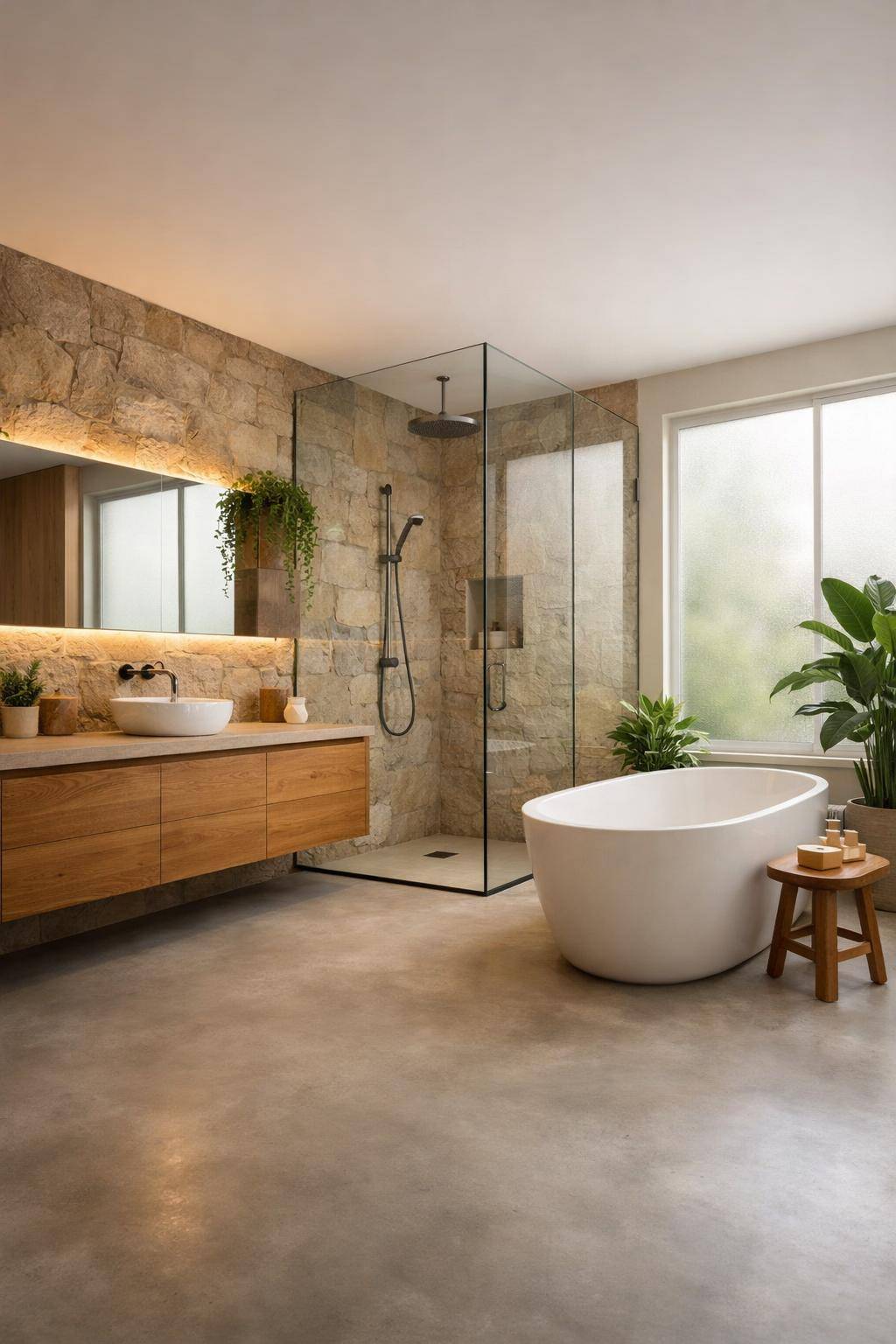 Badezimmer-Trends 2025-Integriere natürliche Materialien für harmonisches Ambiente