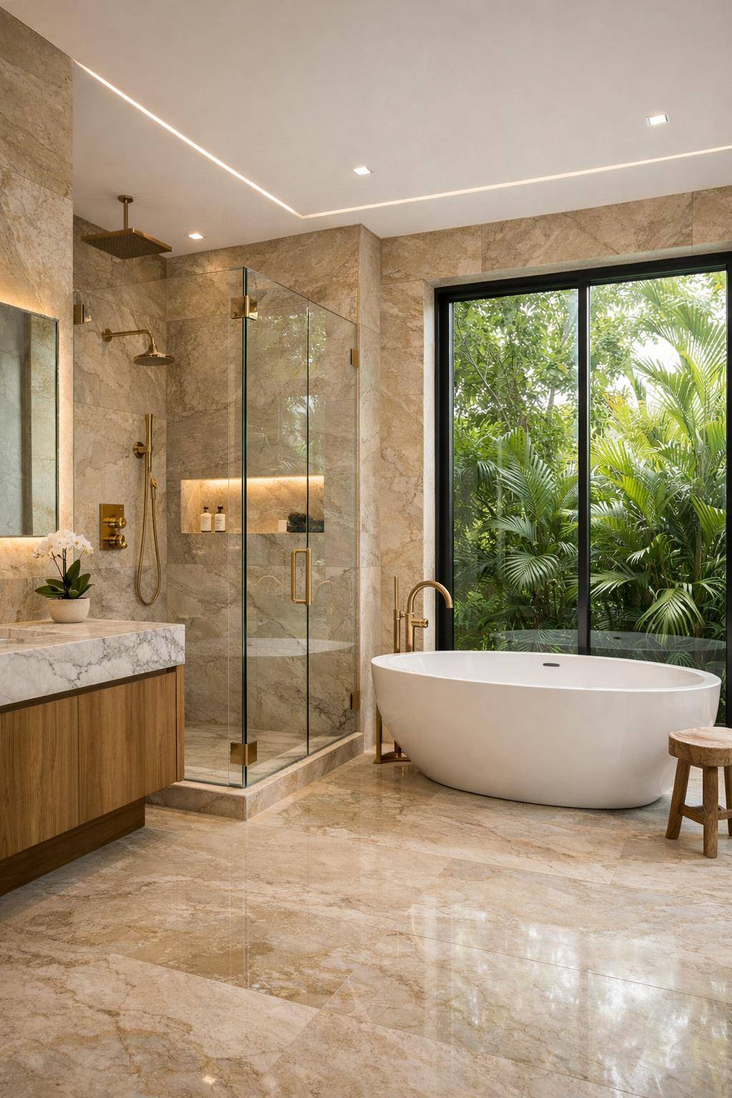 Badezimmer-Trends 2025- Dekoriere mit Naturstein für Eleganz