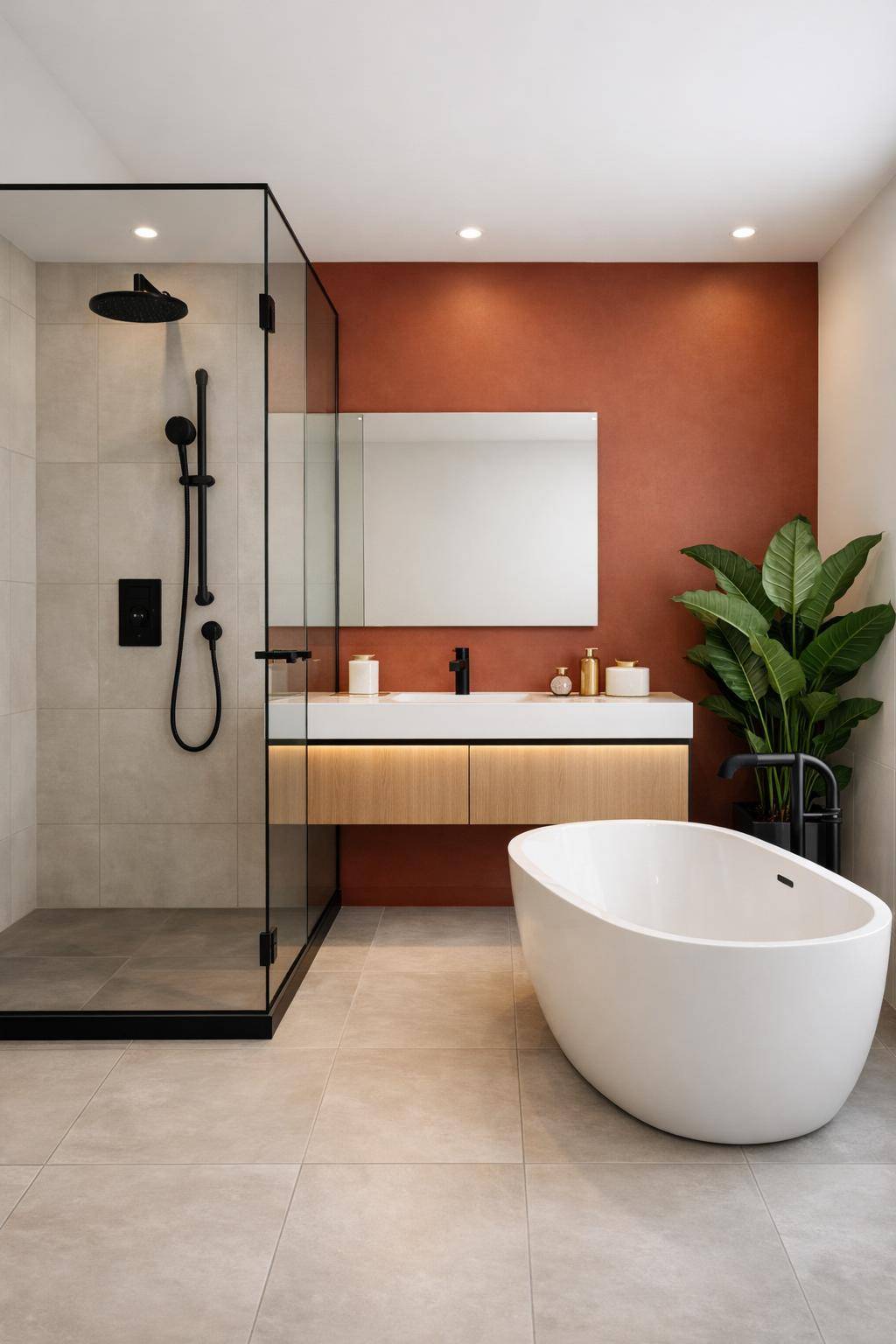 Badezimmer-Trends 2025- Fokussiere dich auf akzentuierende Farbakzente