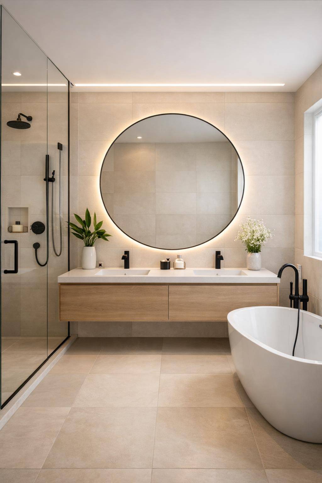 Badezimmer-Trends 2025- Schaffe mit runden Spiegeln neue Perspektive