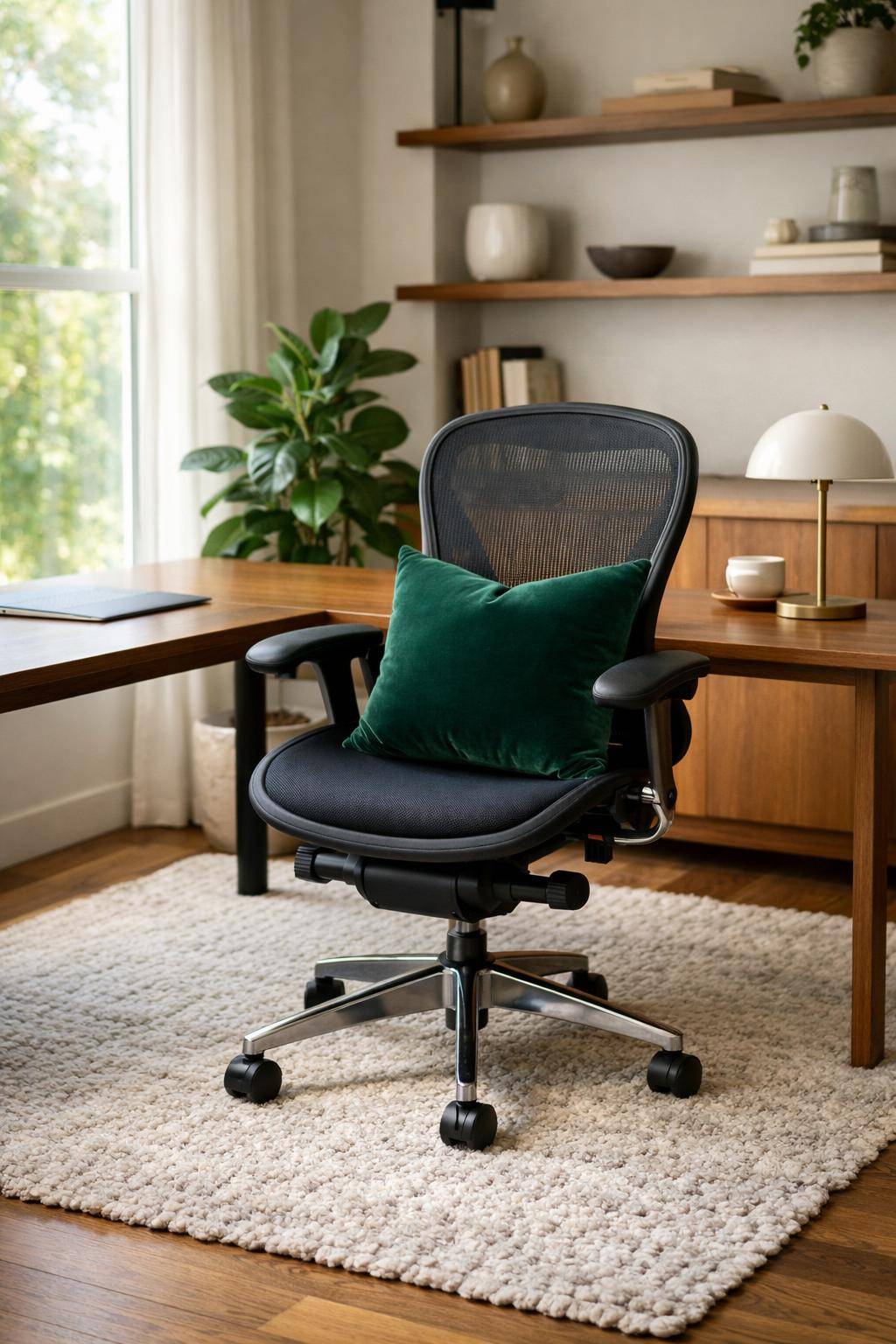 Einrichtungsideen mit Samt- Erfrische deinen Arbeitsbereich mit Samtkissen am Stuhl