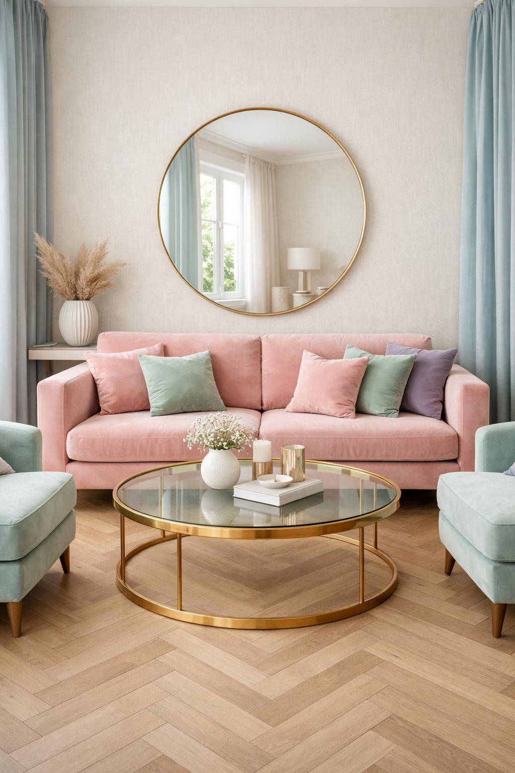 Einrichtungsideen mit Samt- Spiele mit pastelligen Samttönen im Wohnzimmer