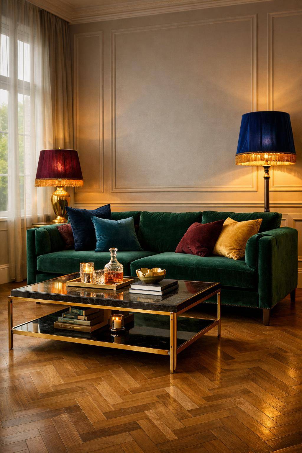 Einrichtungsideen mit Samt- Verwende Samtlampen für edle Lichtakzente