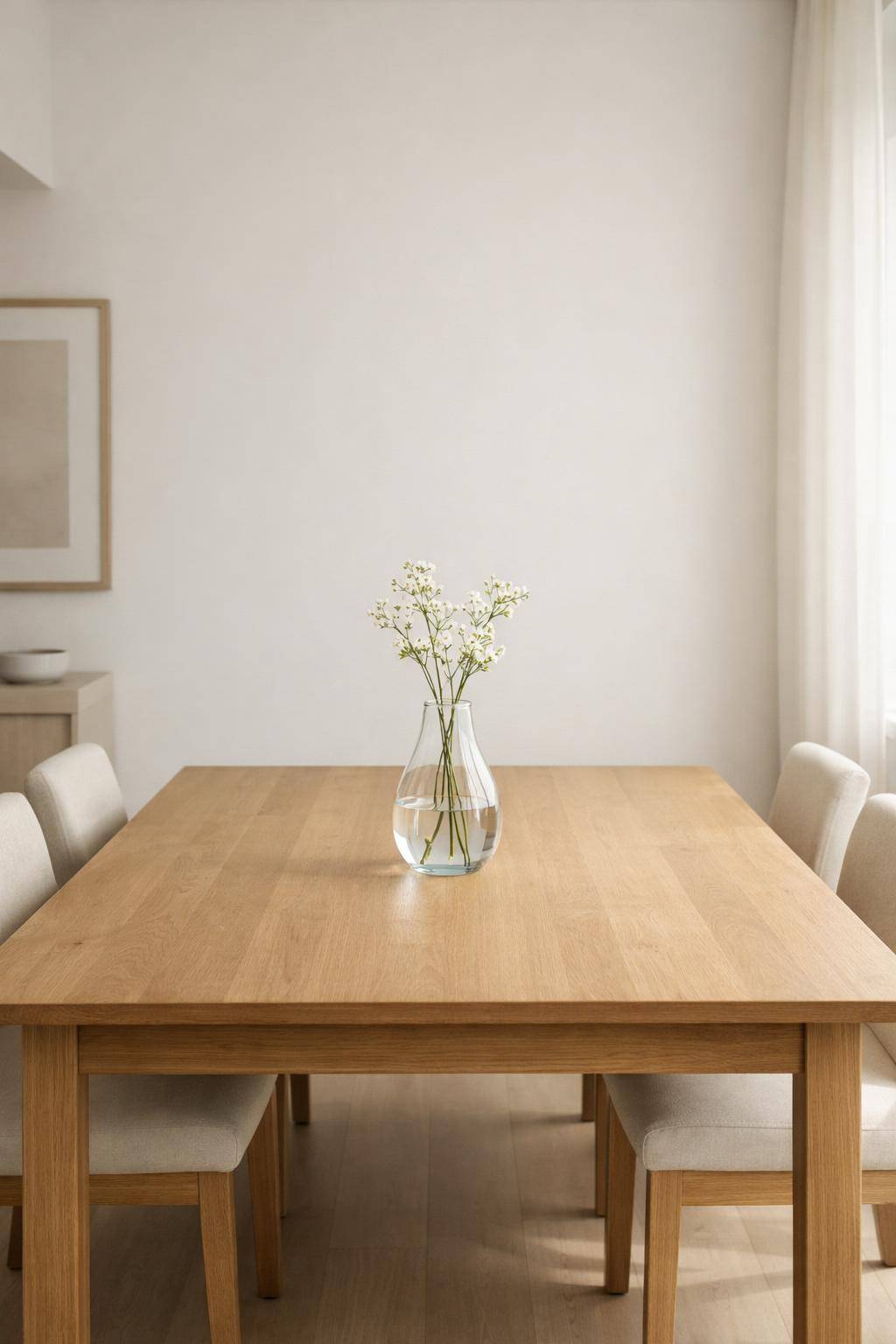 Esszimmer minimalistisch gestalten- Dekoriere sparsam mit einer einzelnen Vase