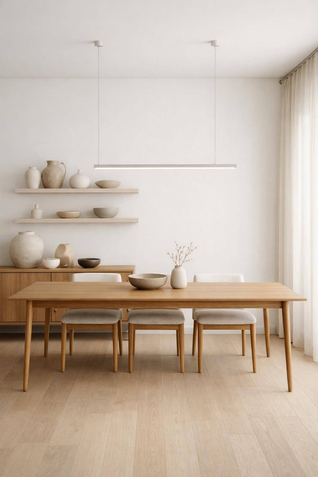 Esszimmer minimalistisch gestalten- Präsentiere ausgewählte Design-Accessoires gezielt