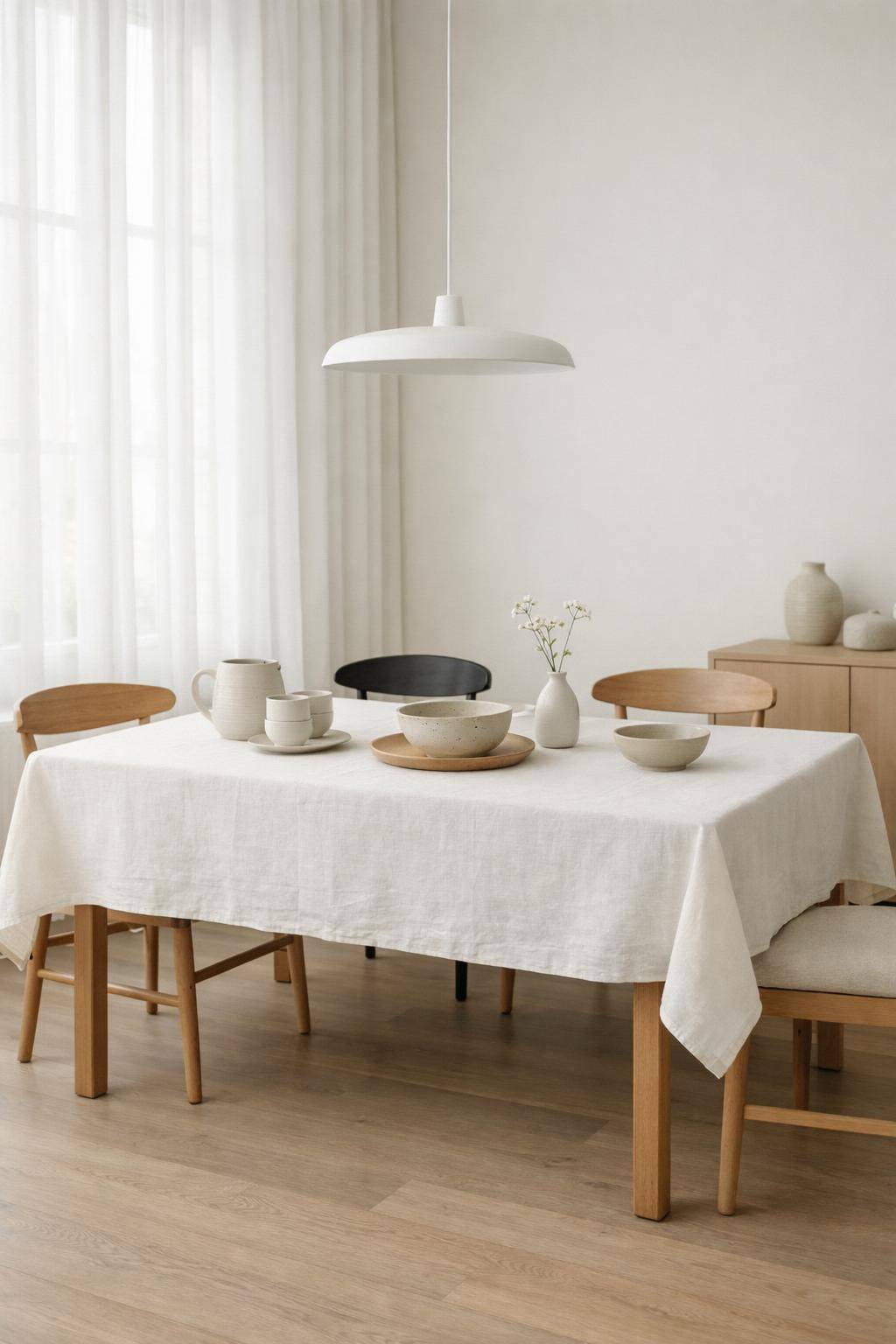Esszimmer minimalistisch gestalten- Setze auf edle, einfache Tischwäsche