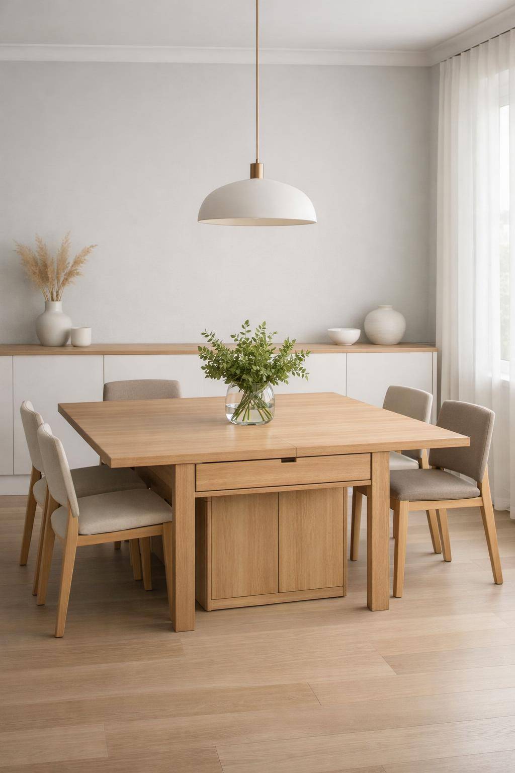 Esszimmer minimalistisch gestalten- Vermeide Überfüllung durch multifunktionale Möbel