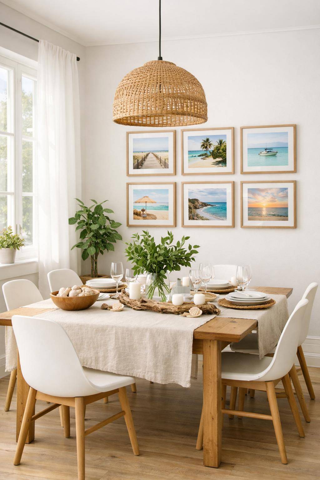 Esszimmer sommerlich dekorieren- Schmücke Wände mit Bildern aus dem letzten Strandurlaub