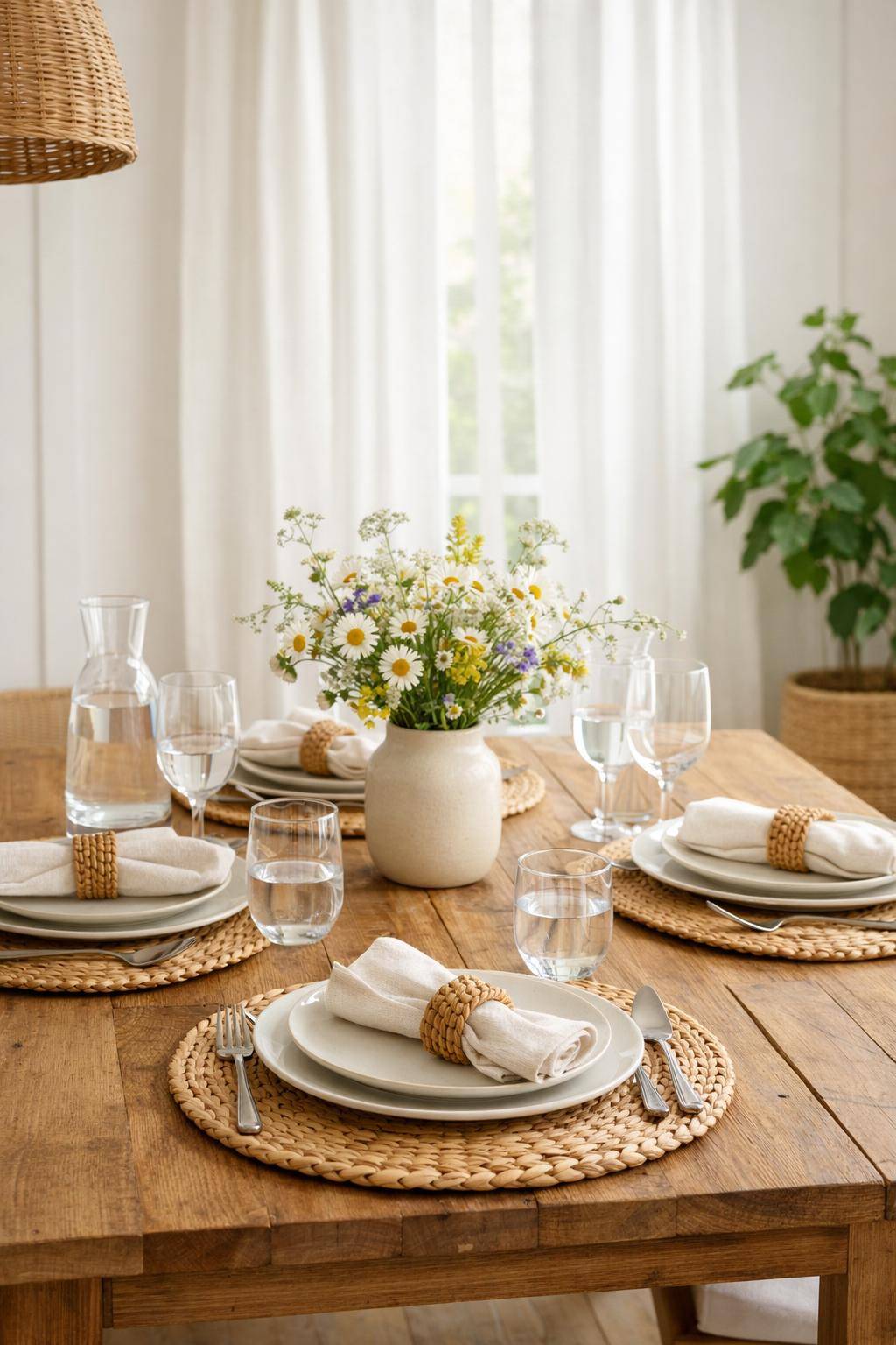 Esszimmer sommerlich dekorieren- Verwende Serviettenringe aus Naturmaterialien