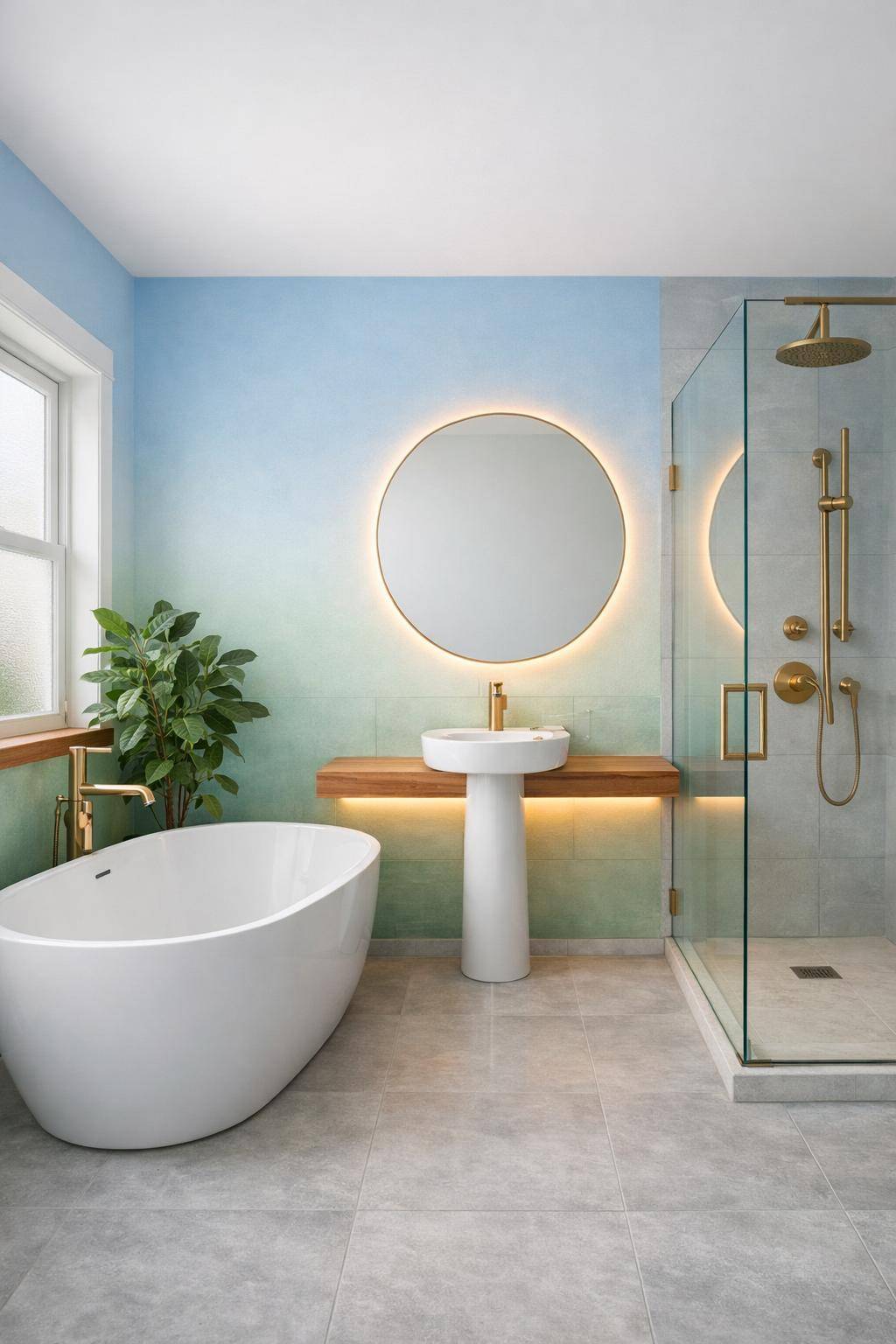 Farbideen für kleine Badezimmer- Spiele mit Farbverläufen für interessante Effekte