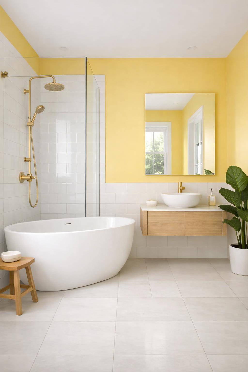 Farbideen für kleine Badezimmer- Verschönere den Raum mit sonnigem Gelb