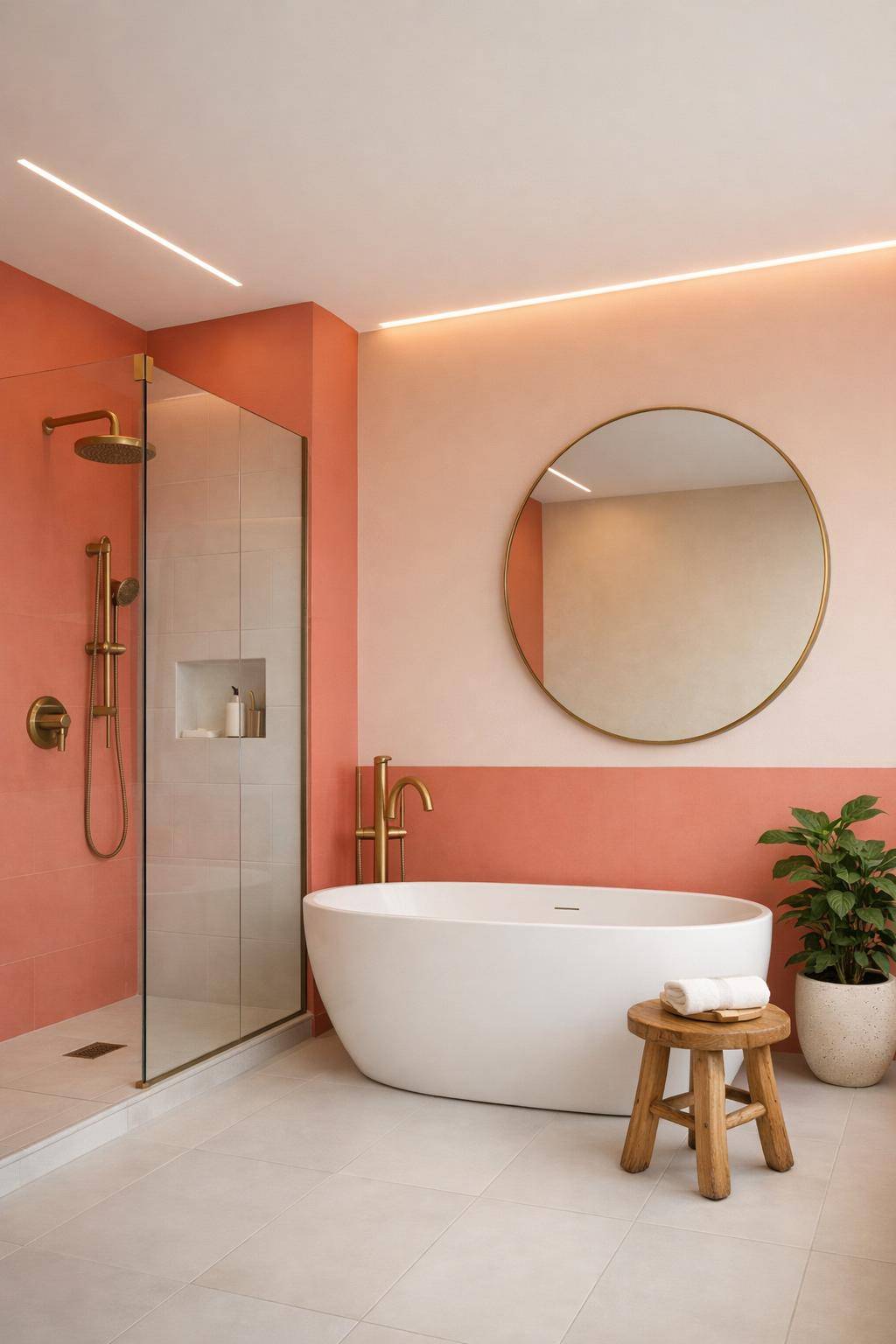 Farbideen für kleine Badezimmer- Wähle Korallenuancen für einen Frischekick