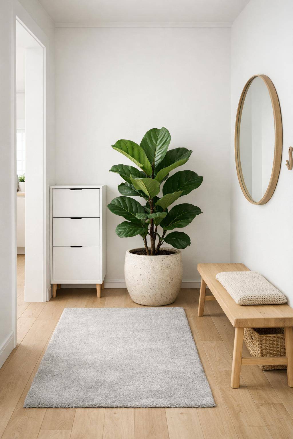 Flur im Skandi-Stil einrichten- Bringe frische Pflanzen als Eyecatcher ein