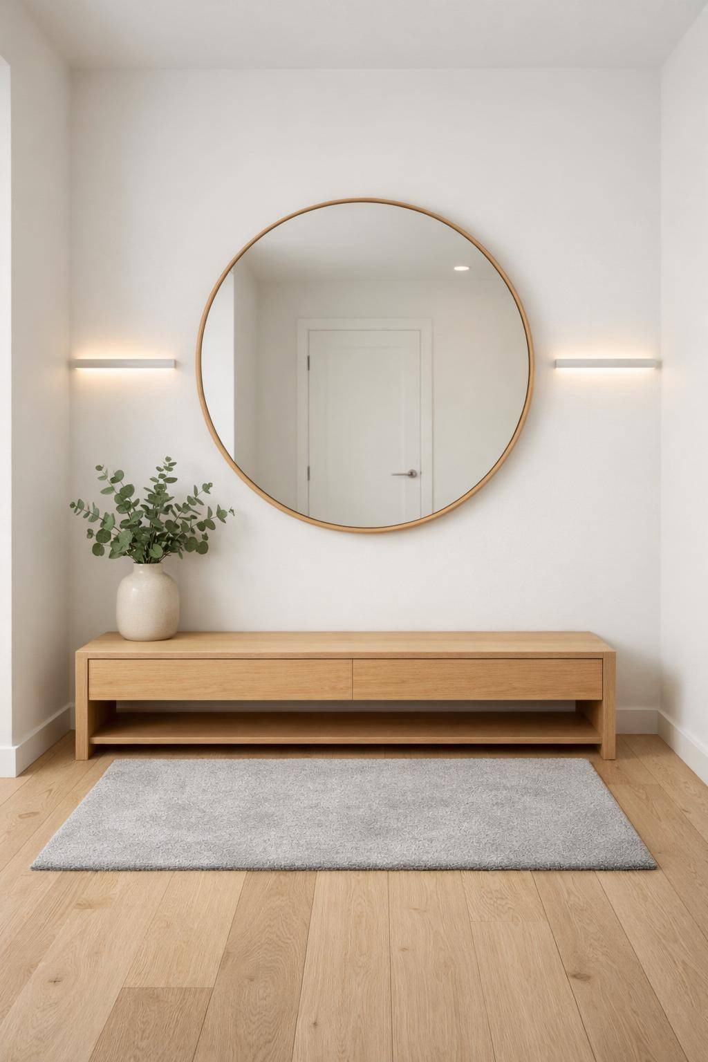 Flur im Skandi-Stil einrichten- Dekoriere mit dezenten Wandspiegeln