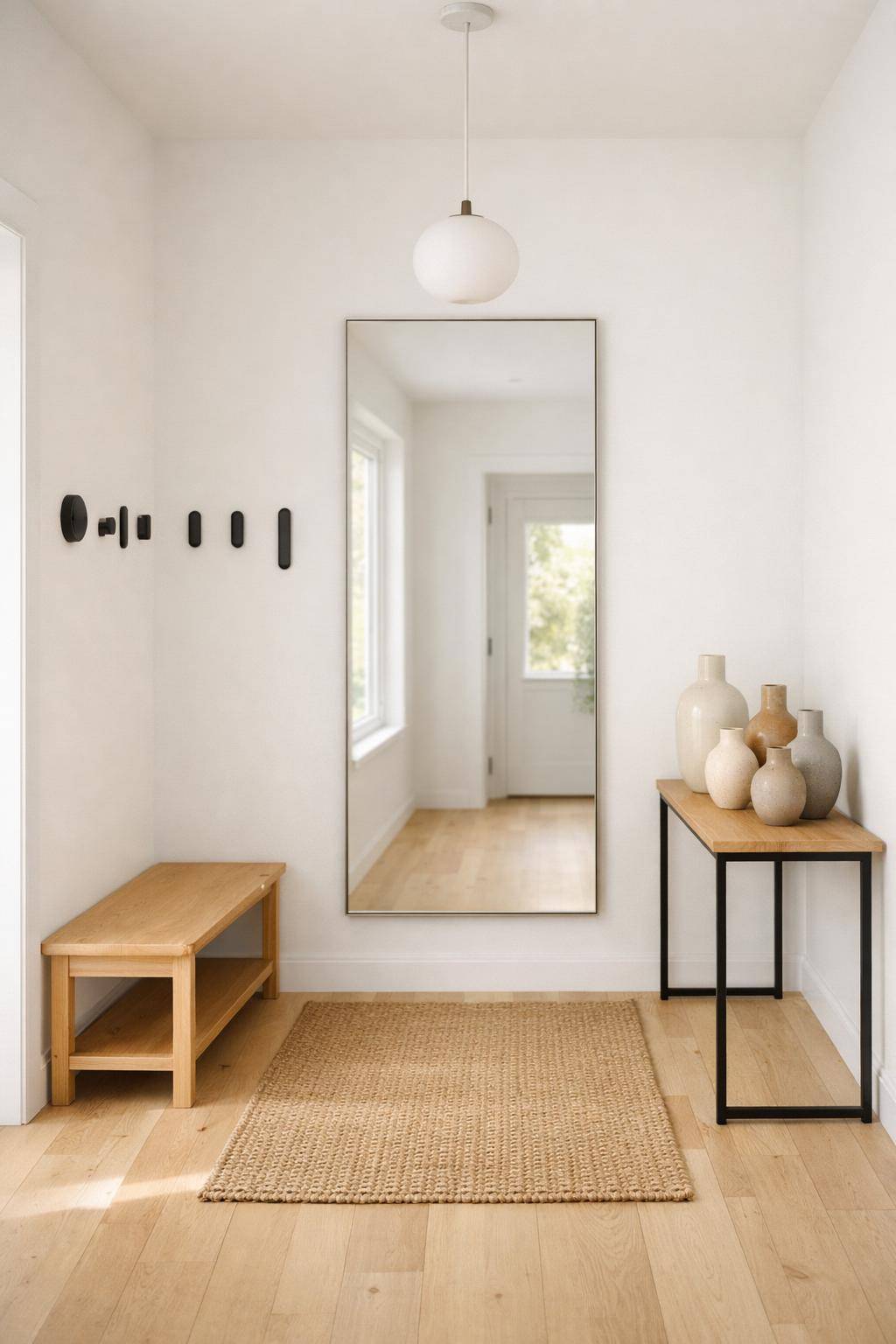 Flur im Skandi-Stil einrichten- Präsentiere handgemachte Keramikvasen