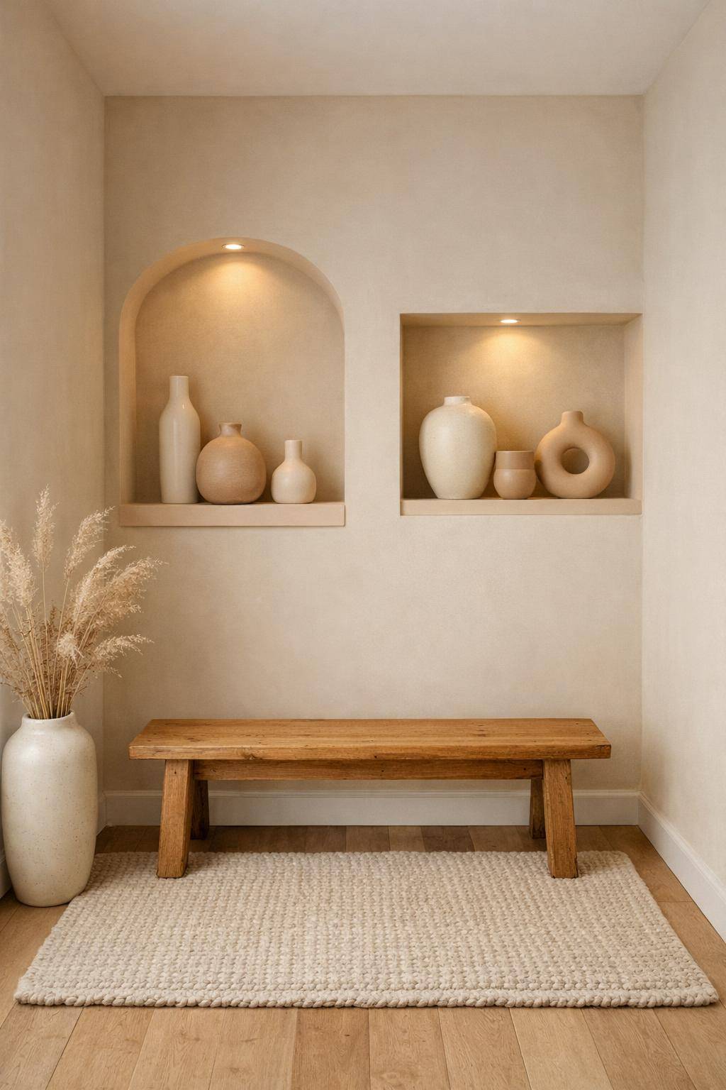 Flur in Beige gestalten- Betone deine Lieblingsnische mit beigen Vasen