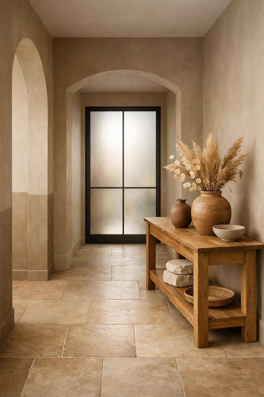 Flur in Erdtönen gestalten-Kombiniere verschiedene Nuancen von Sandtönen