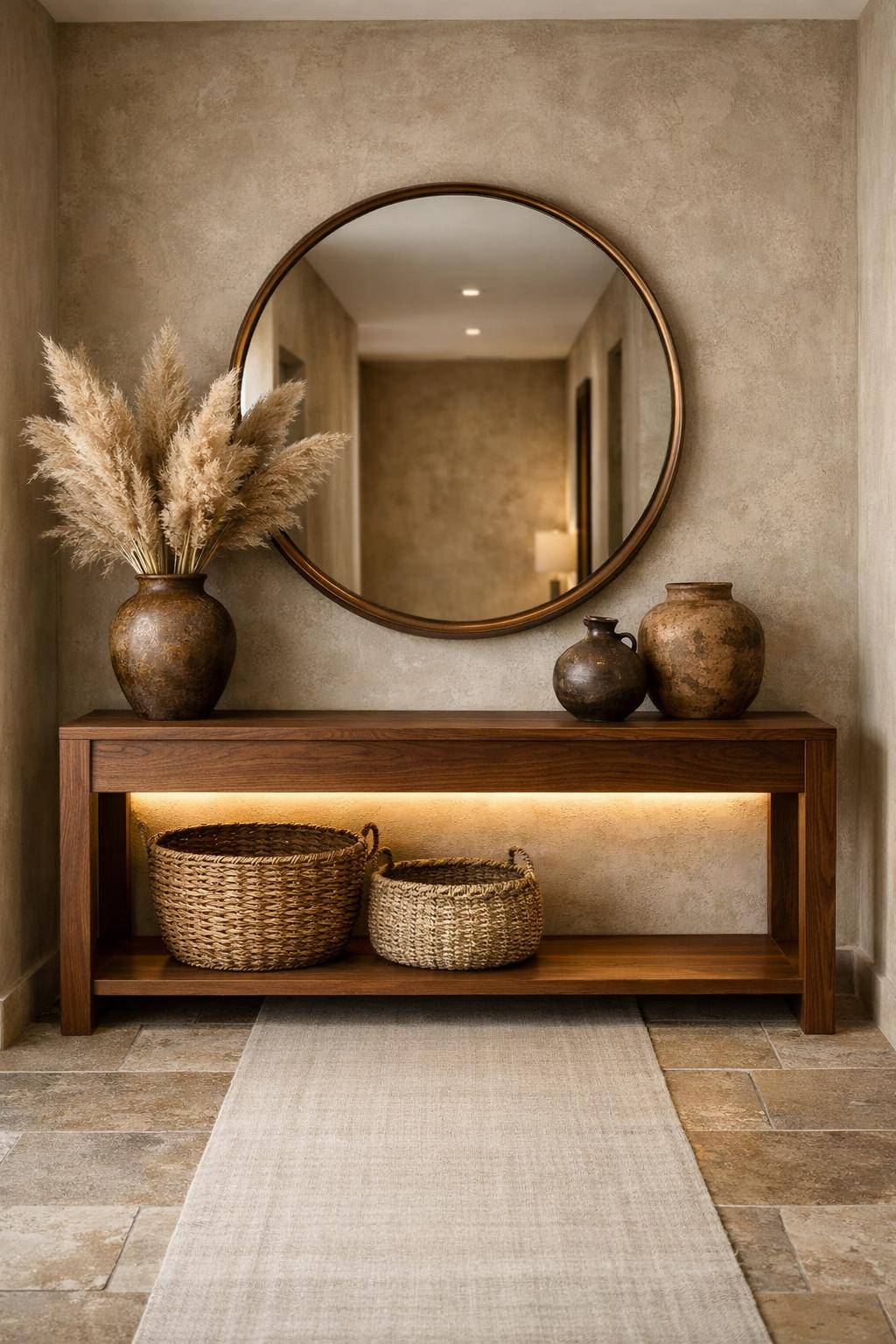 Flur in Erdtönen gestalten- Mixe strukturierte Materialien für mehr Tiefe
