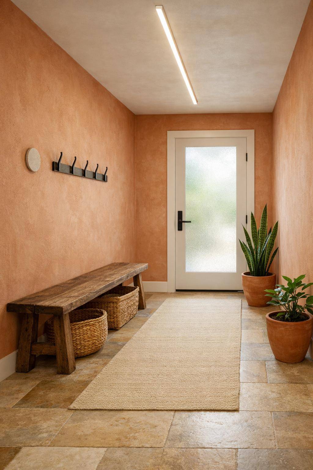 Flur in Erdtönen gestalten- Streiche die Wände in zartem Terrakotta