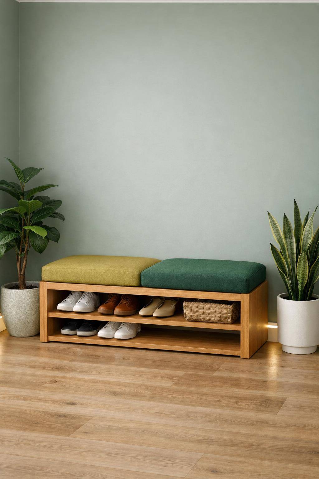 Flur in Grün gestalten- Ergänze Sitzkissen in Zedern- oder Tannengrün