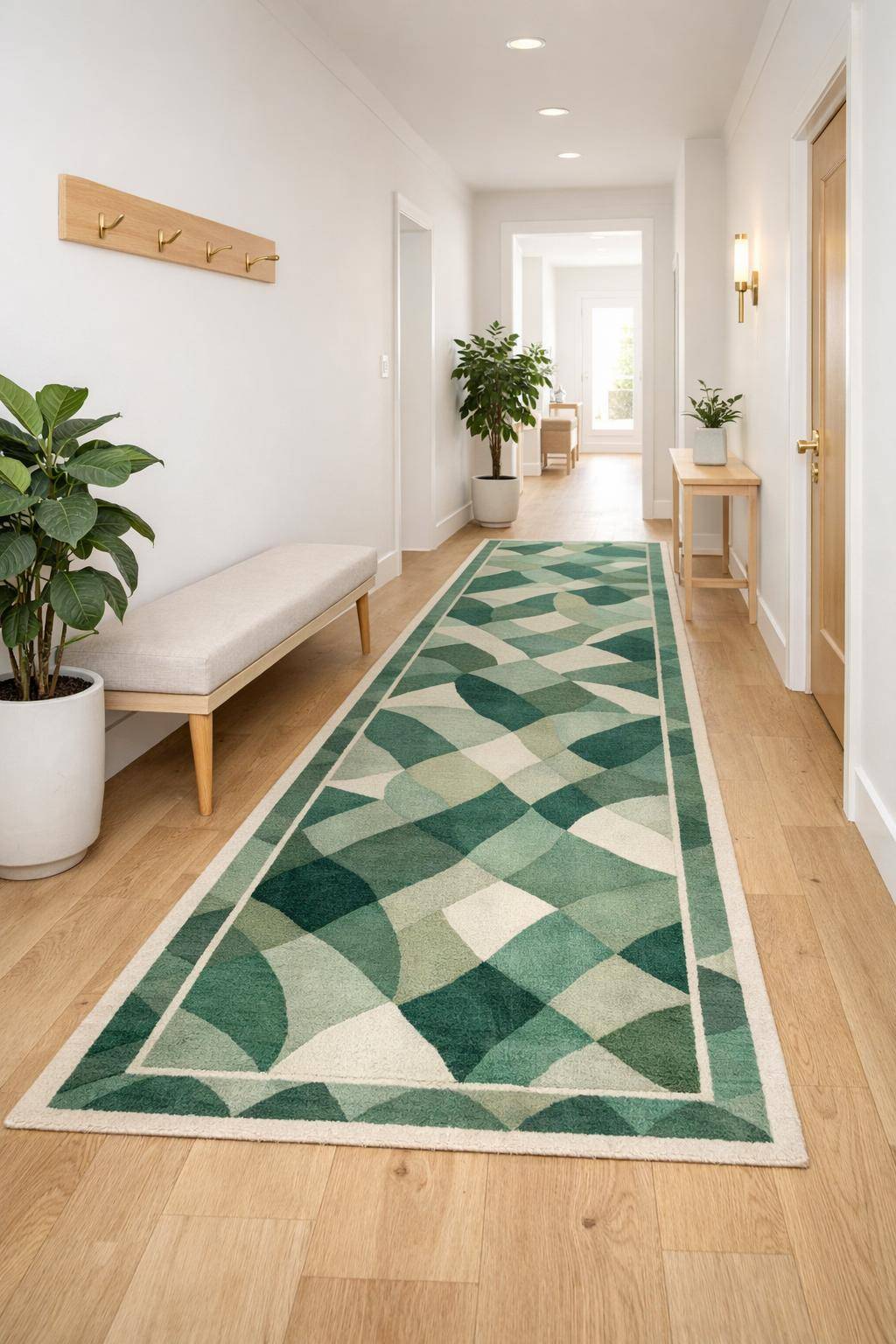 Flur in Grün gestalten- Erneuere den Teppich mit grünem Muster
