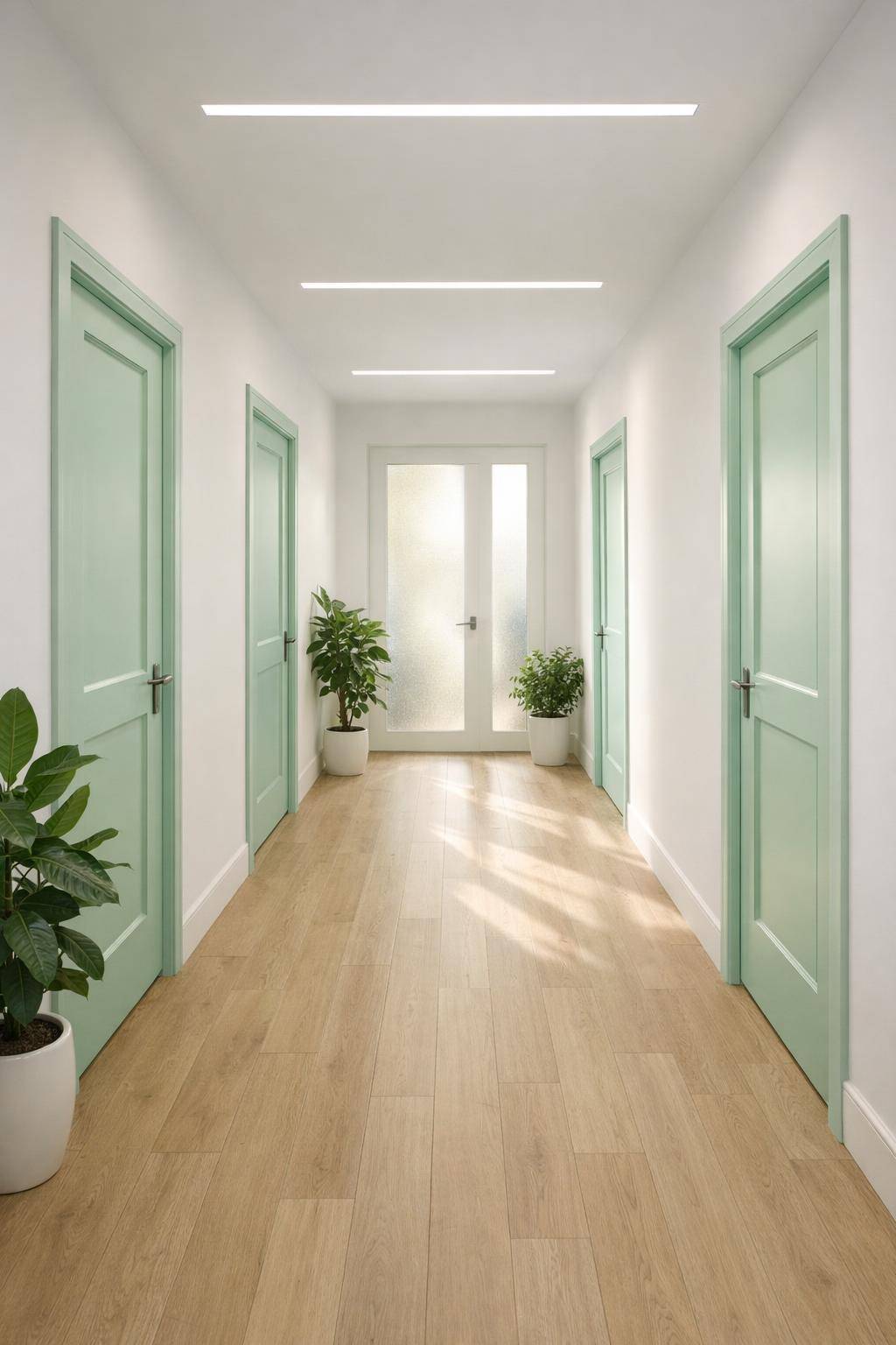 Flur in Grün gestalten- Streiche einzelne Türen in trendigem Mintgrün