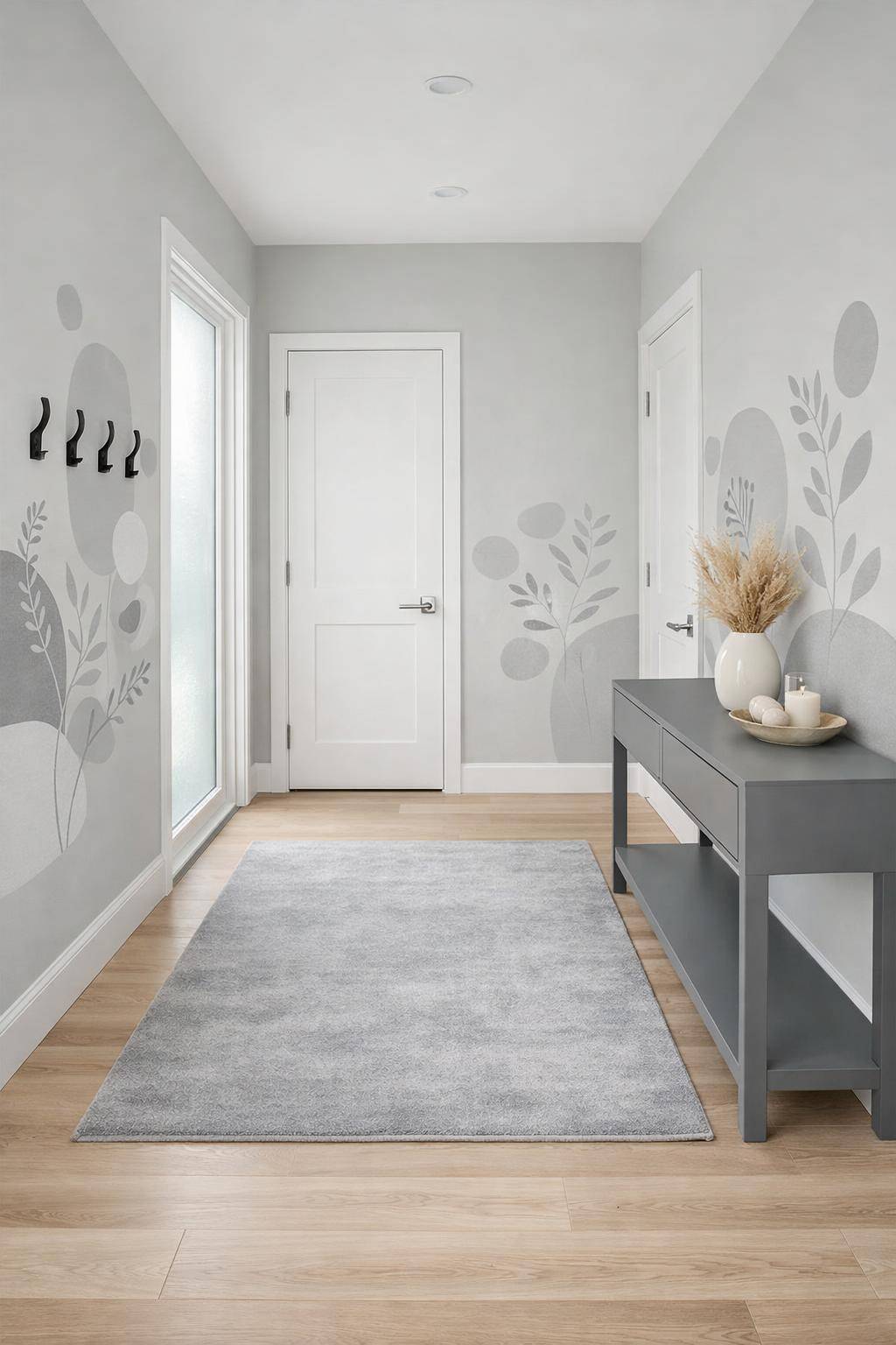Flur in Grau gestalten- Teste Wandtattoos in zarten Grauschattierungen