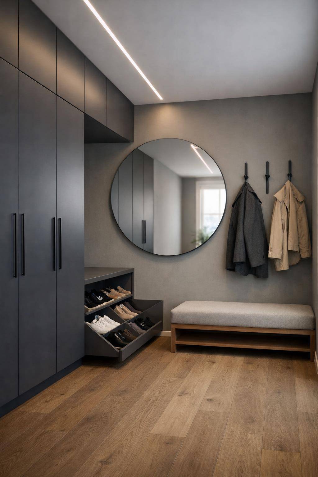 Flur in Grau gestalten- Wähle moderne Garderoben in Anthrazit