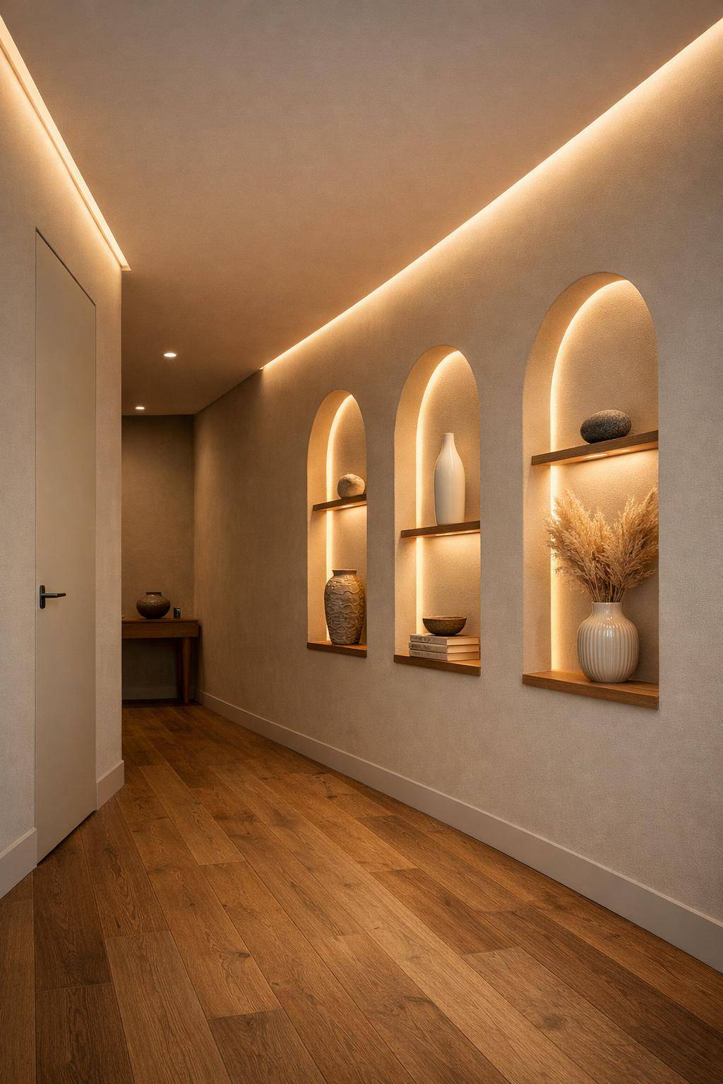 Flurbeleuchtung Ideen- Ergänze Wandnischen mit Akzentlicht für Tiefe