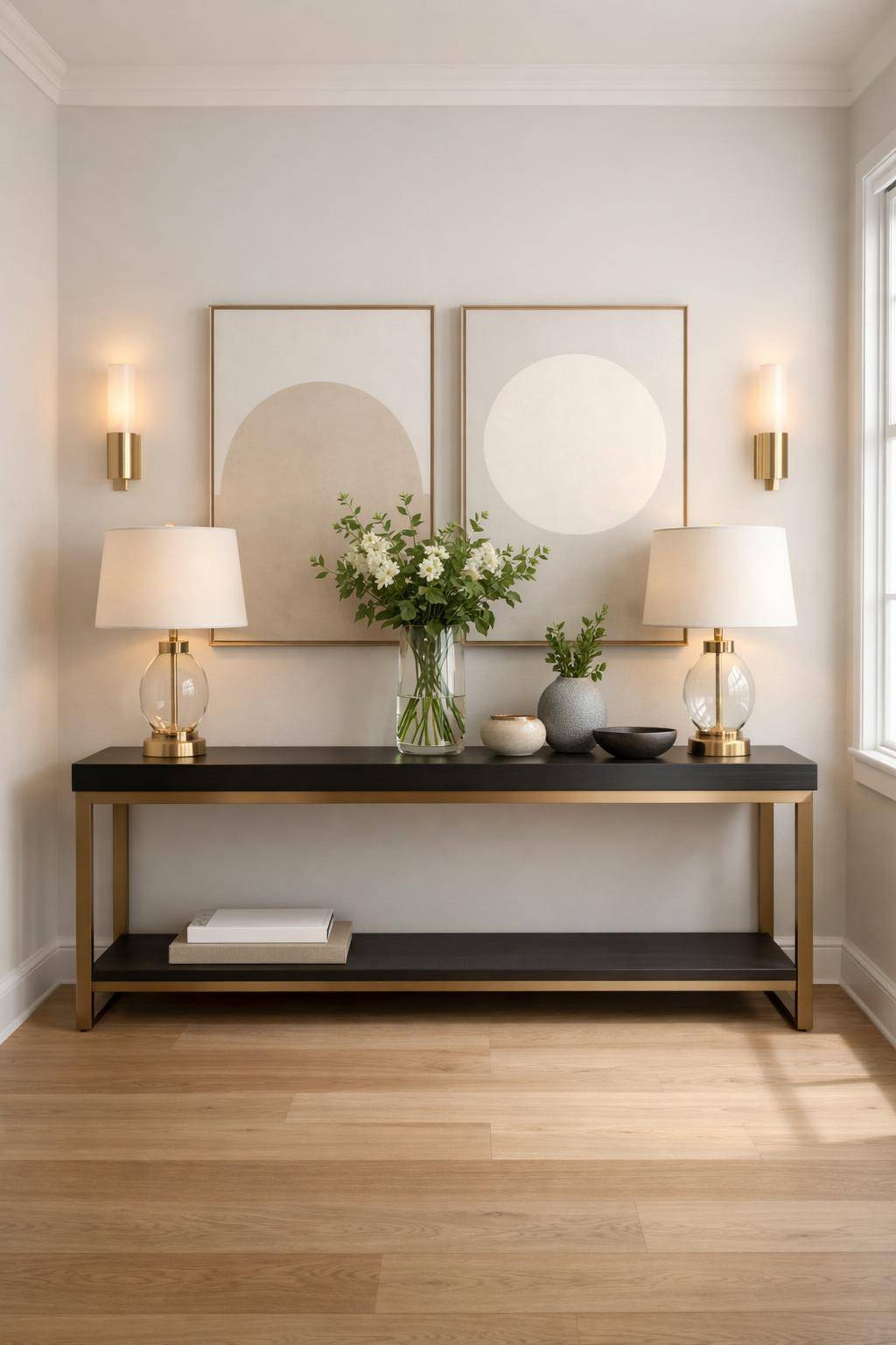 Flurbeleuchtung Ideen- Ergänze den Flur mit dekorativen Tischlampen