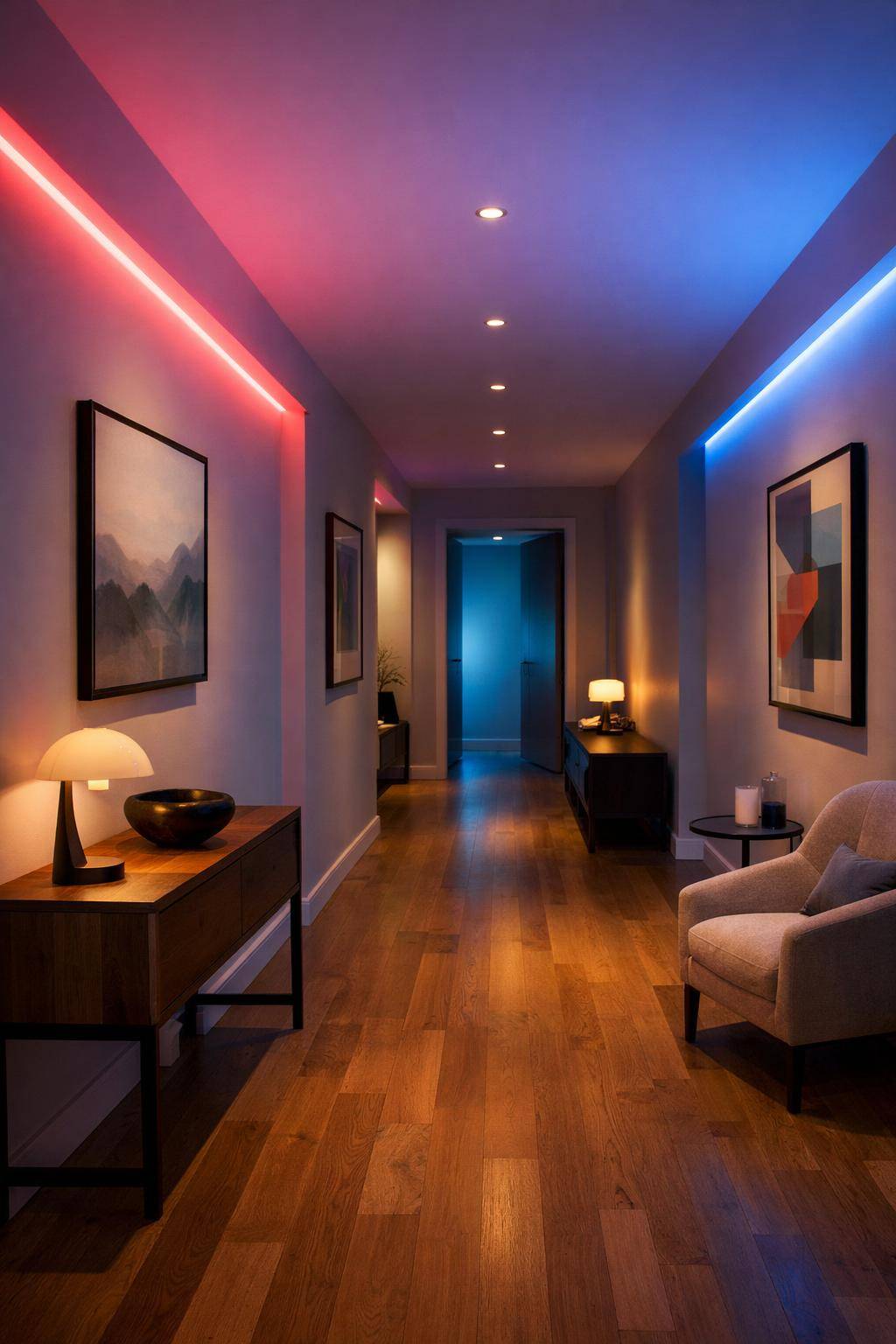 Flurbeleuchtung Ideen- Setze auf farbige Leuchtmittel für Stimmungswechsel