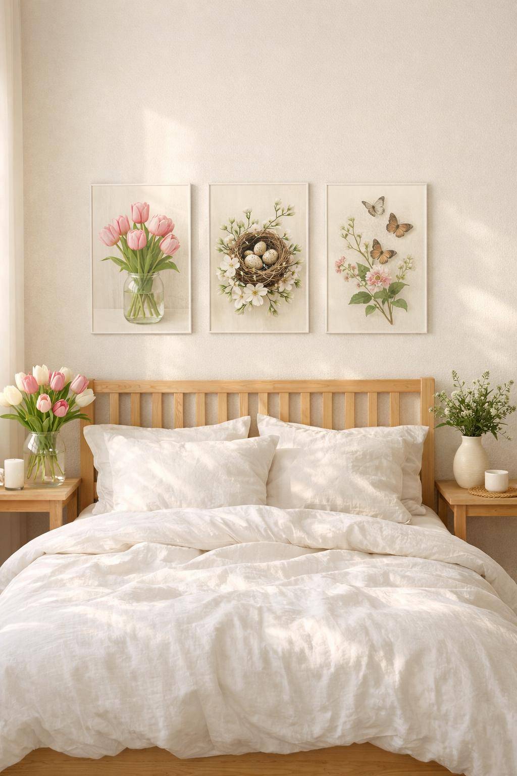 Frühlingsdeko-Ideen fürs Schlafzimmer- Dekoriere deine Wand mit Frühlingspostern