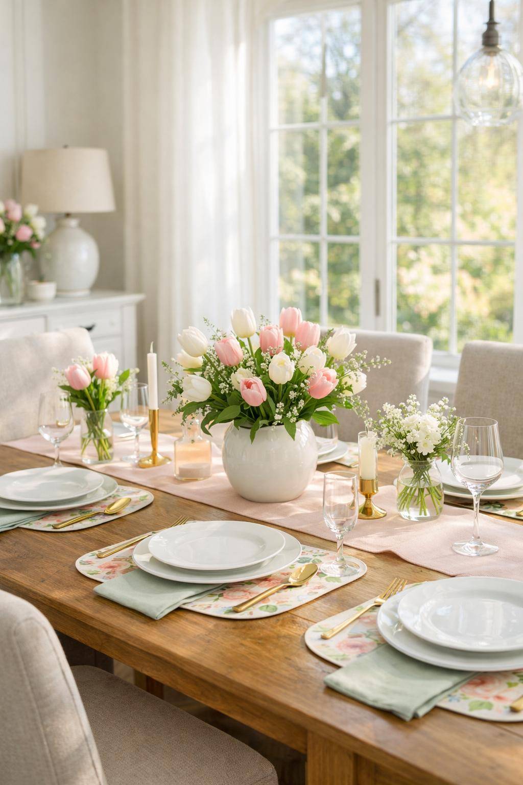 Frühlingsdeko im Esszimmer- Lege Untersetzer mit floralen Motiven aus