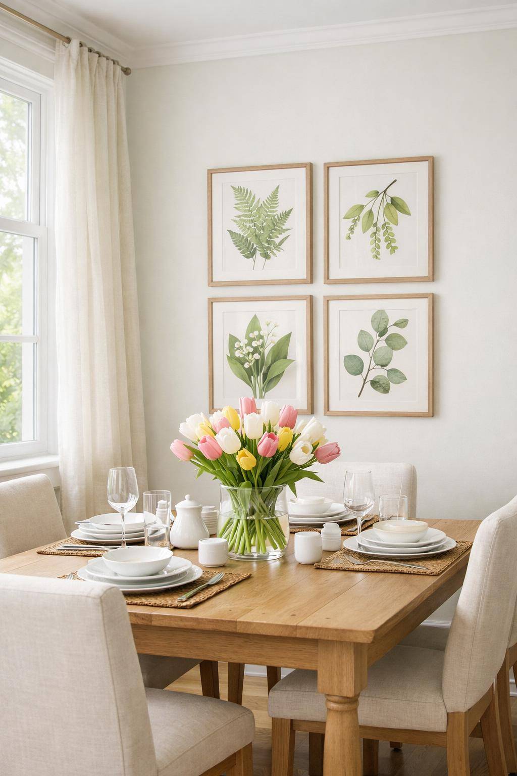 Frühlingsdeko im Esszimmer- Schmücke die Wände mit botanischen Kunstdrucken