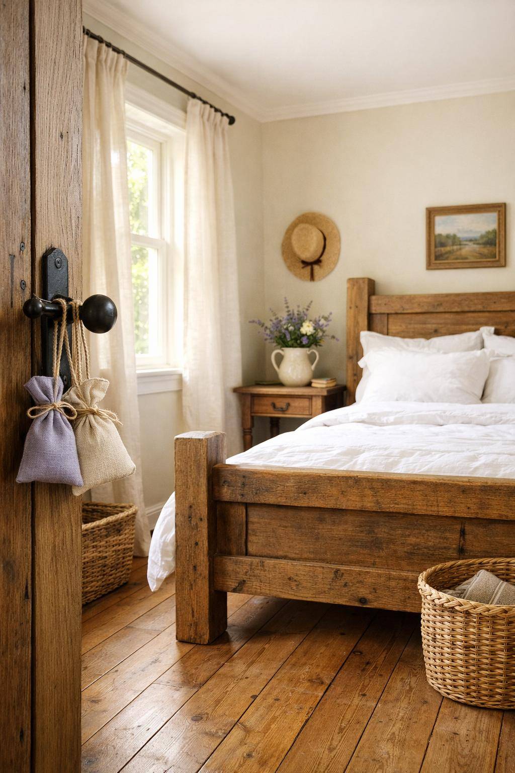 Gästezimmer im Landhausstil- Binde duftende Lavendelsäckchen an die Tür