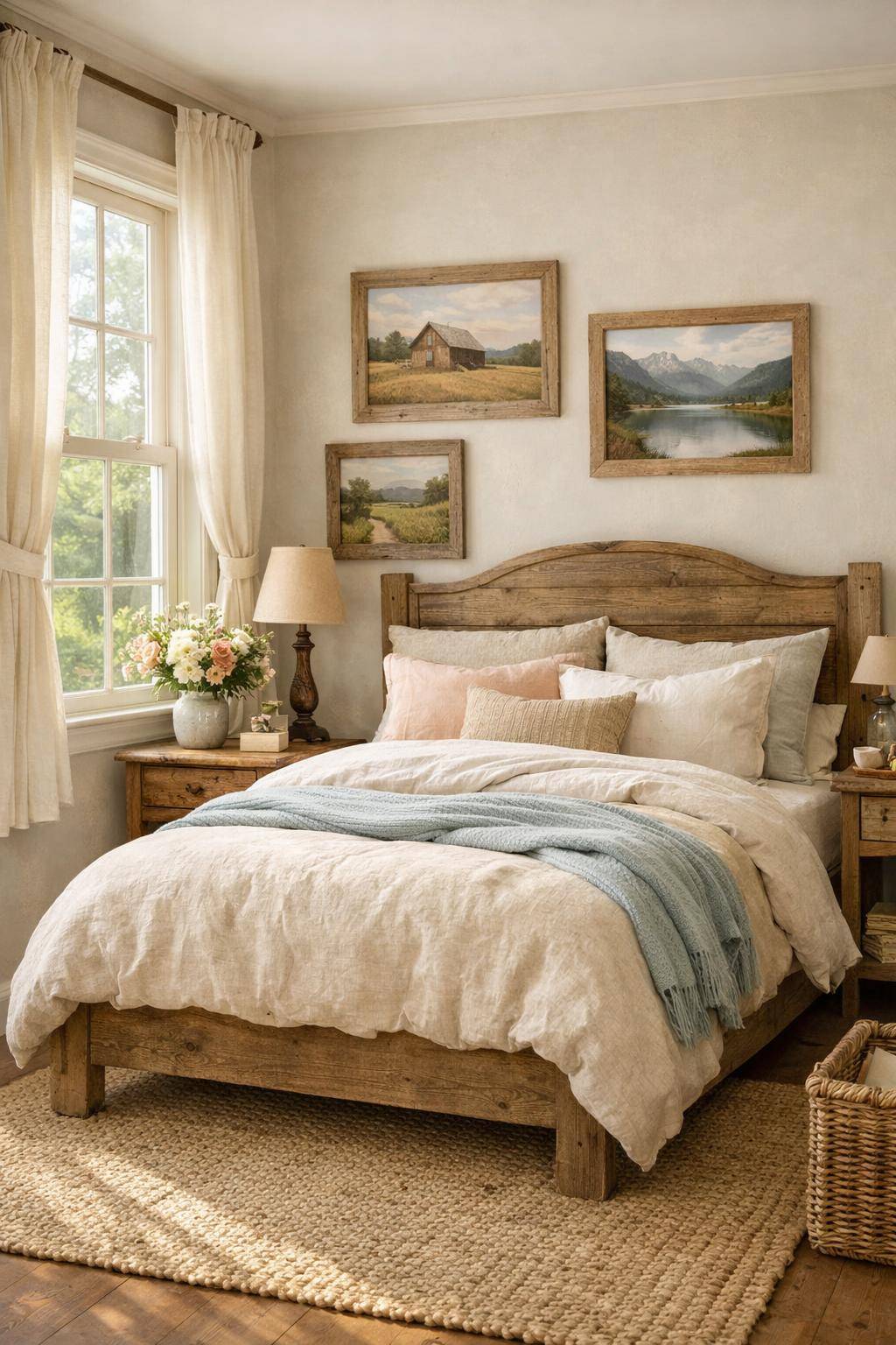 Gästezimmer im Landhausstil- Hänge rustikale Wandbilder oder Landschaftsfotografien auf