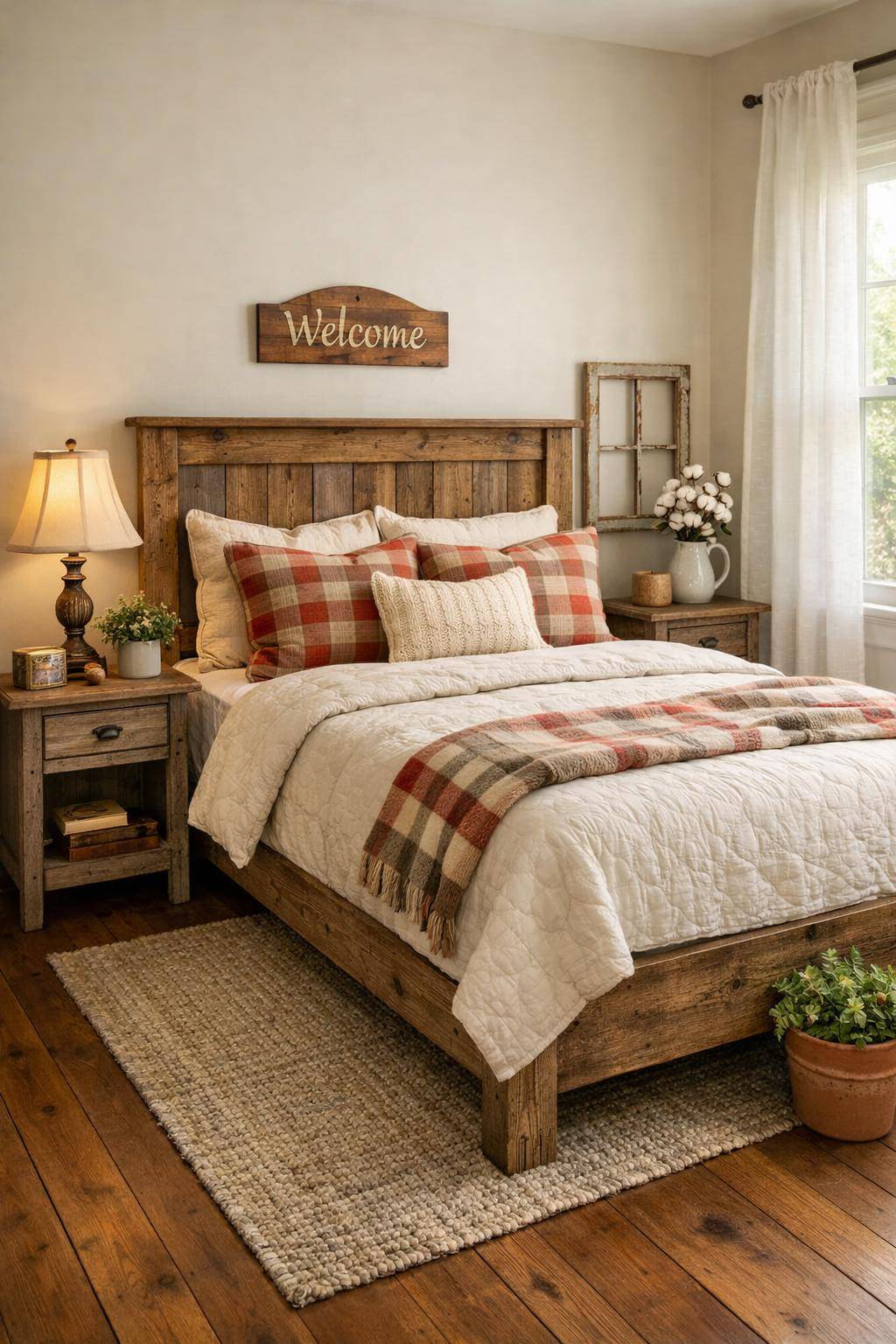 Gästezimmer im Landhausstil- Integriere ein kleines Willkommensschild aus Holz