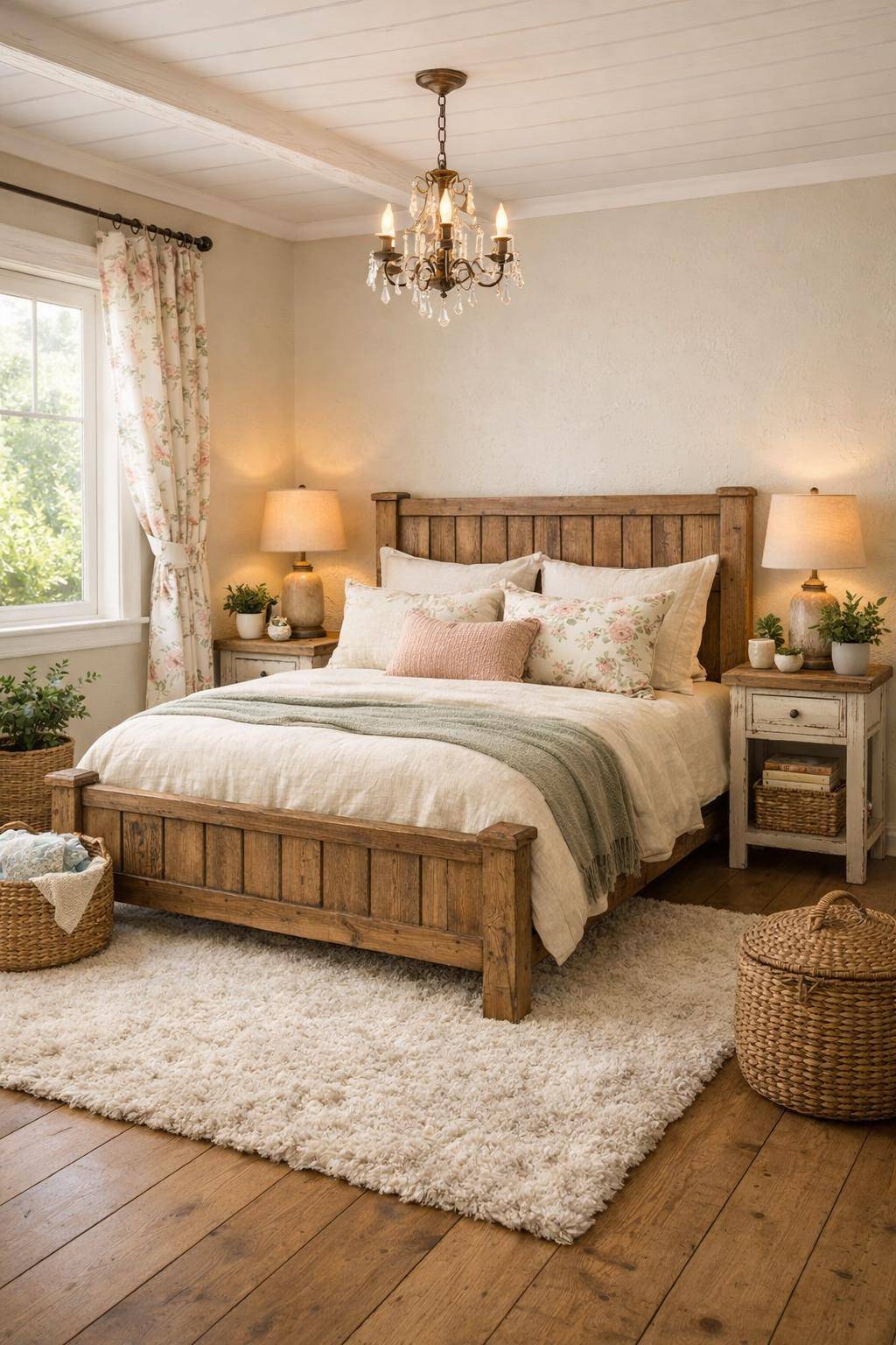 Gästezimmer im Landhausstil- Lege einen kuscheligen Teppich auf den Boden