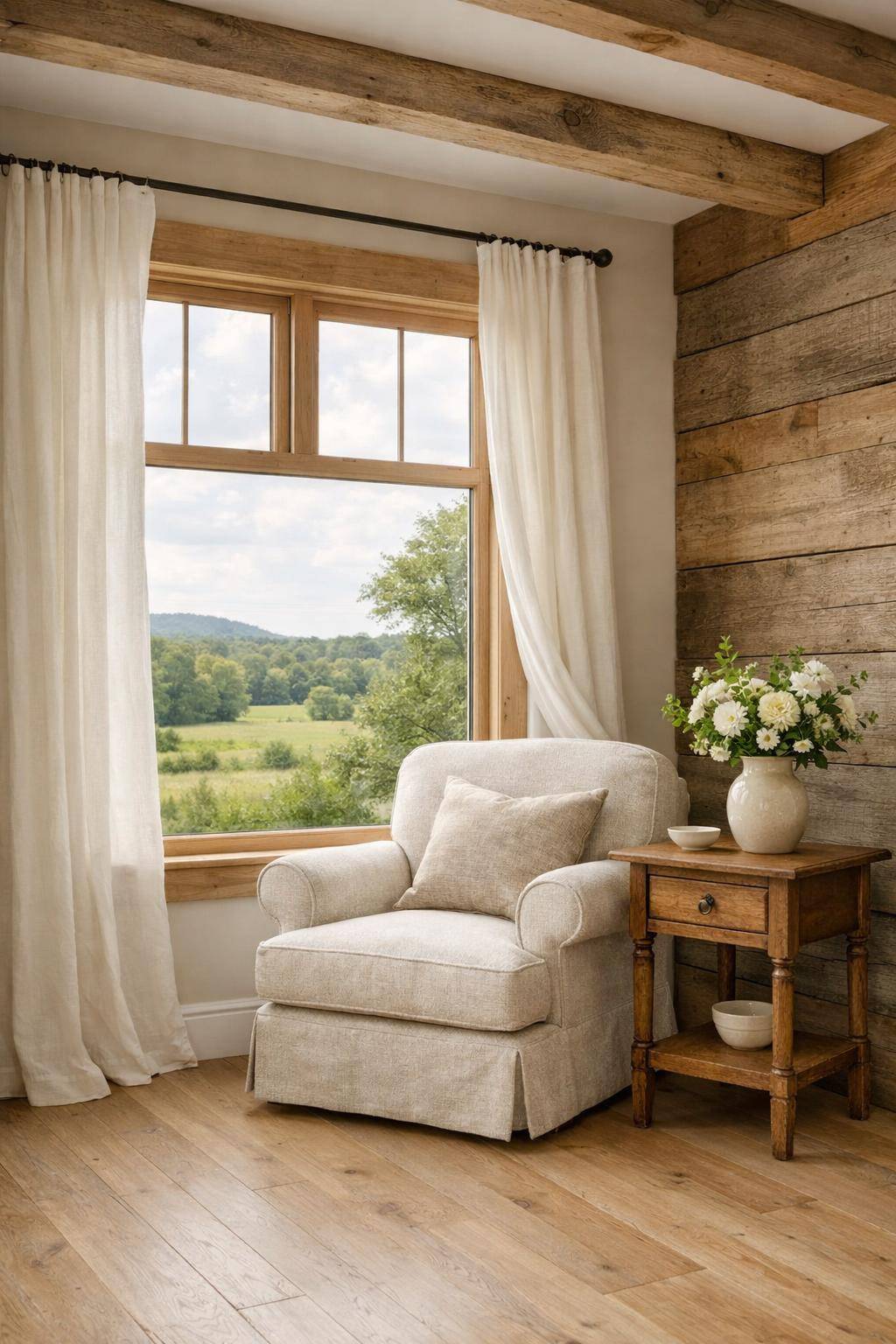 Gästezimmer im Landhausstil- Platziere einen gemütlichen Sessel am Fenster